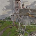 Old cherch in Pereslval 1960 oil on canvas 73x62